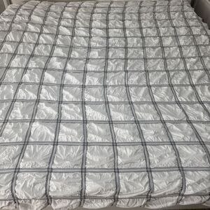 DKNY King Duvet‎ Cover Black White Windowpane Pattern Lightweight Cotton